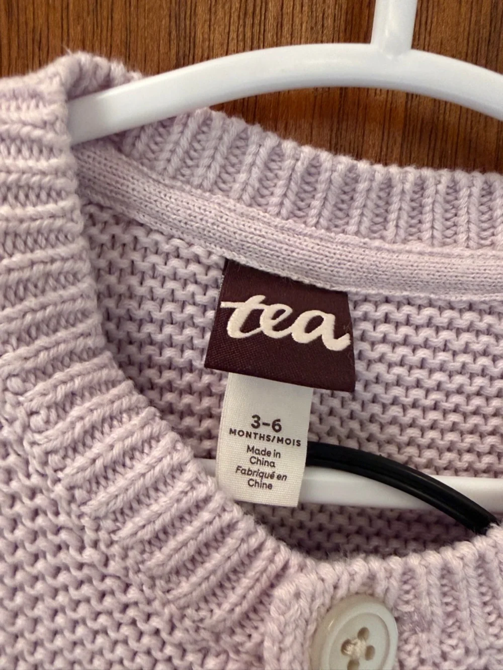 Tea Collection Lavender Knit Cardigan Set —Lavender Sweater with Gray Pants 6m